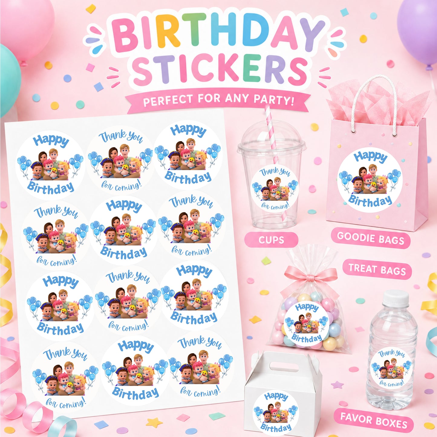 Bebe finn blue Family Pink Stickers