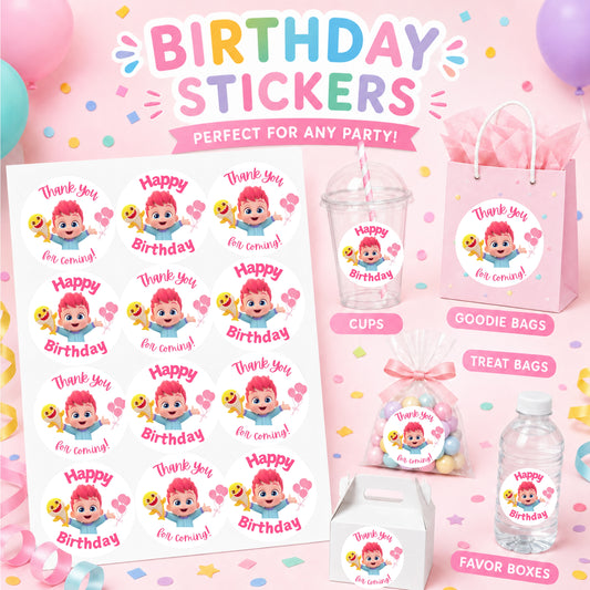 Bebe finn Birthday Stickers