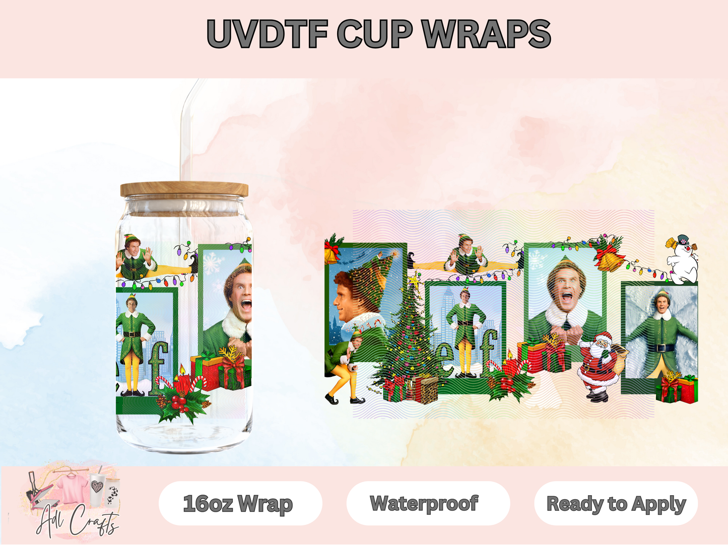 Uv Dtf Christmas Elf movies cup wrap #48