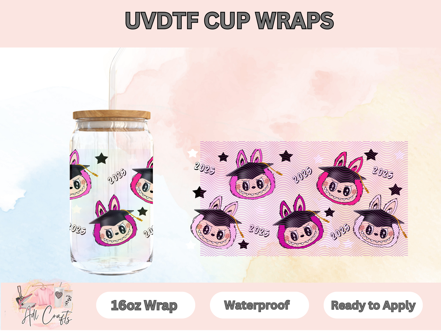 LalaBubu Pink Graduation Uv Dtf Wraps
