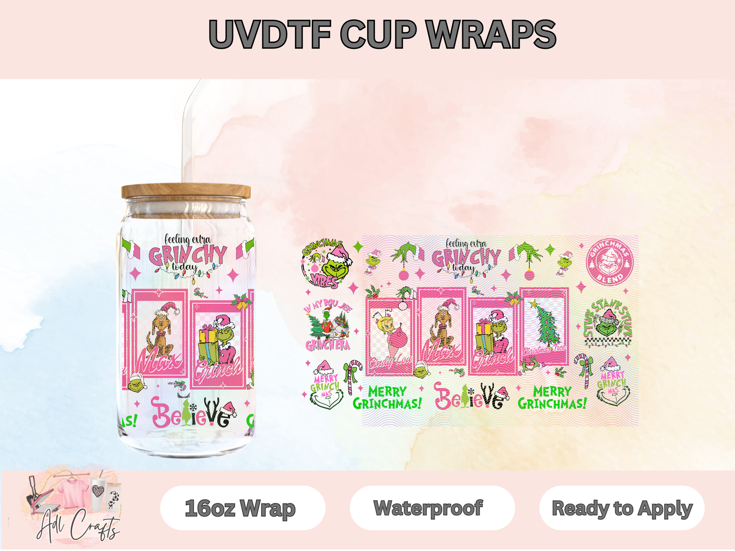 Uv Dtf Christmas Mix characters cup wrap #51