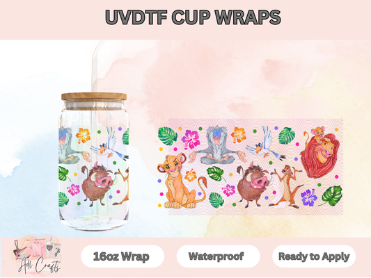 Lion King Watercolor Character Uv Dtf Wraps