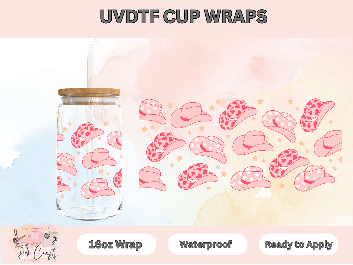 UVDTF WRAPS Valentines Cowgirl Hats