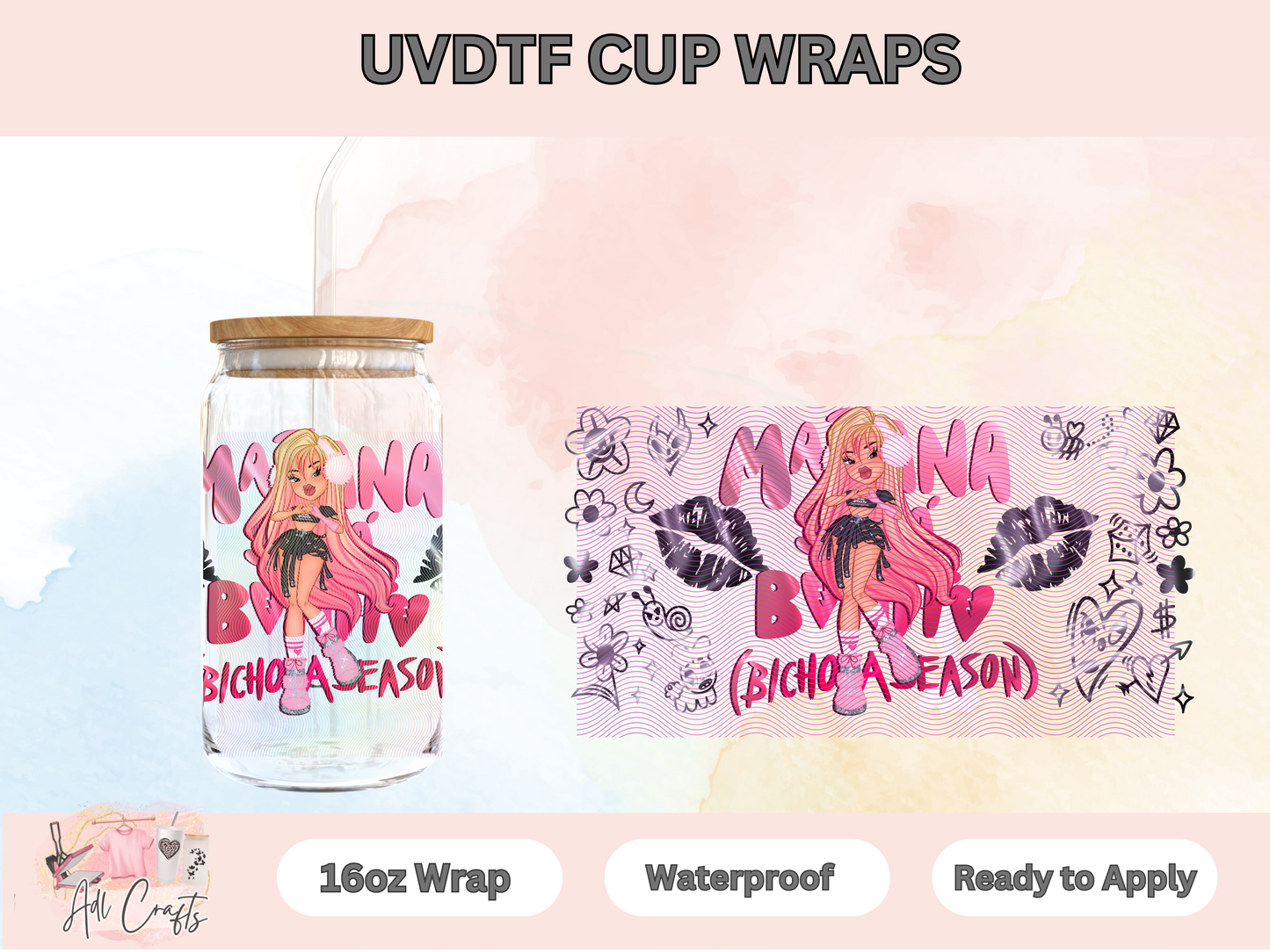 Muñequita Karol G Black Design UVDTF WRAPS