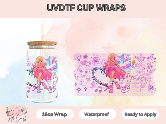 Muñequita Karol G Purple Design UVDTF WRAPS