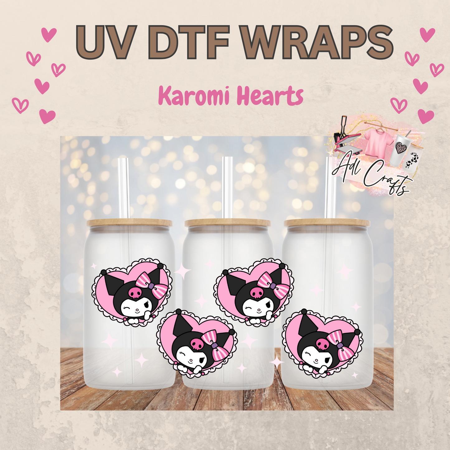 #56 Karomi Hearts Valentines Day UVDTF WRAPS