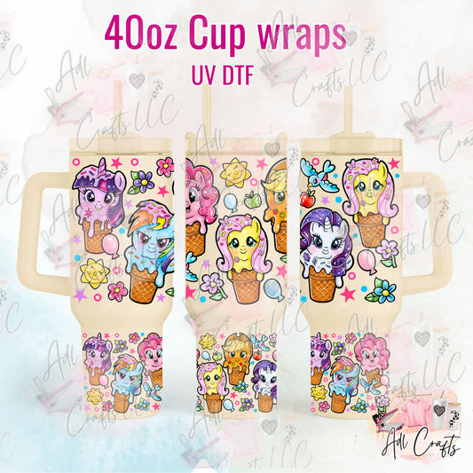 Little Pony Ice cream UVDTF WRAPS 40 oz