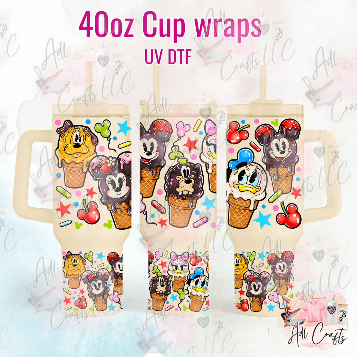 Mouse friends Ice cream UVDTF WRAPS 40 oz (Copy)