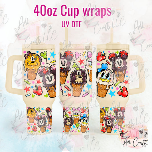 Mouse friends Ice cream UVDTF WRAPS 40 oz (Copy)
