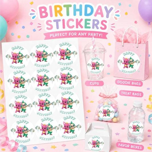 Pink and Hoggi Birthday Stickers