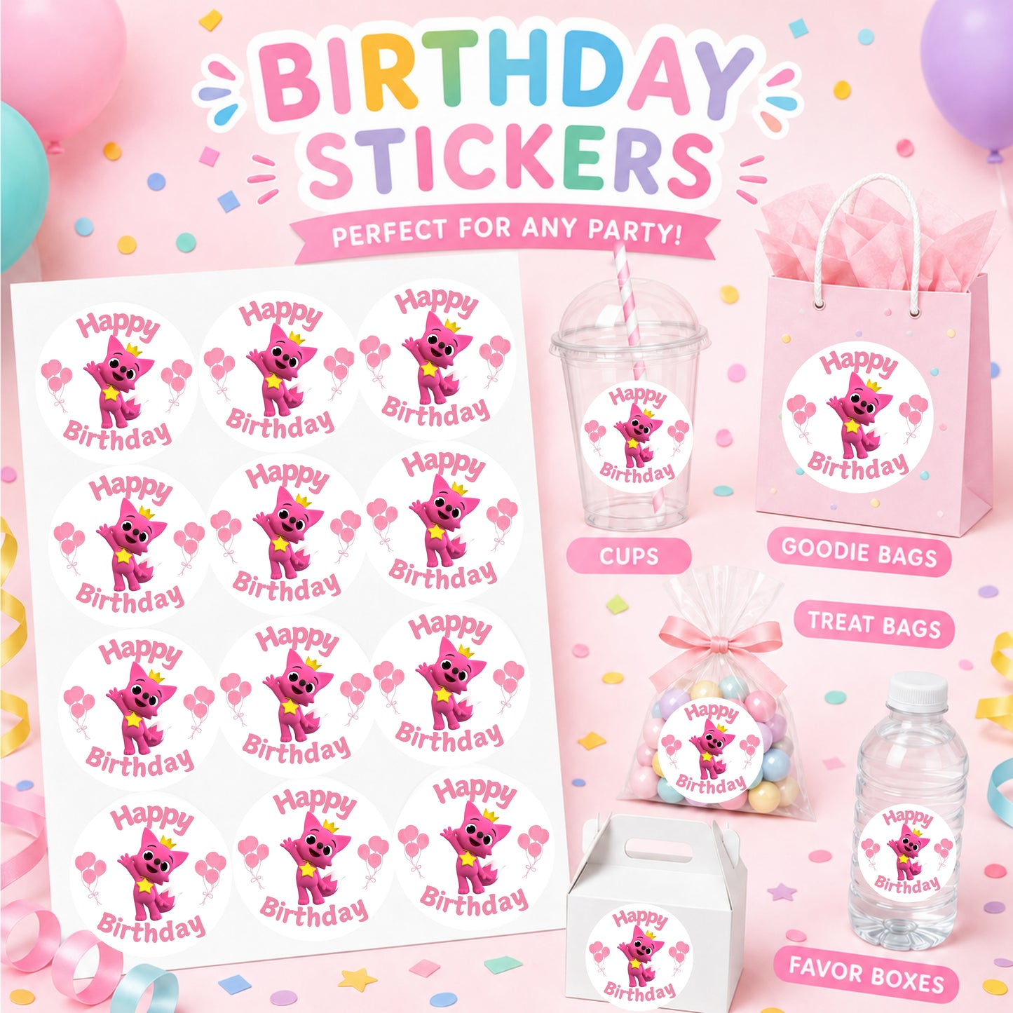 Pink fox Stickers