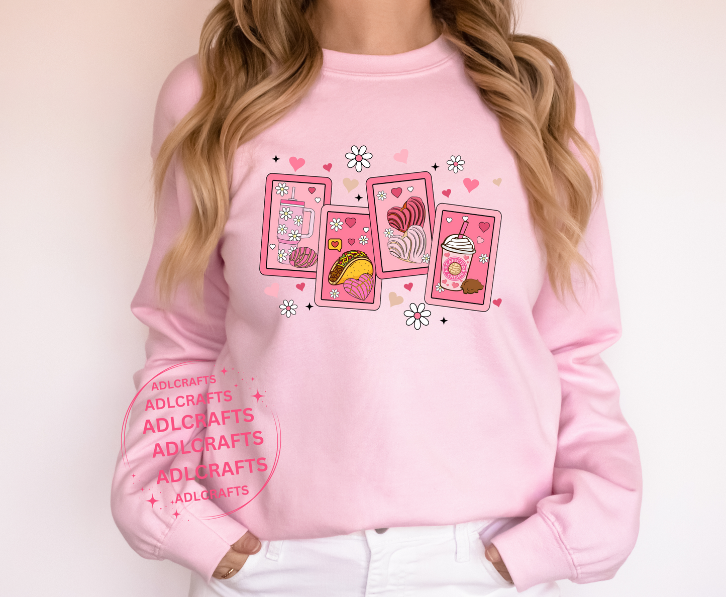 Cafecito y concha  y taco Valentines Sweatshirt