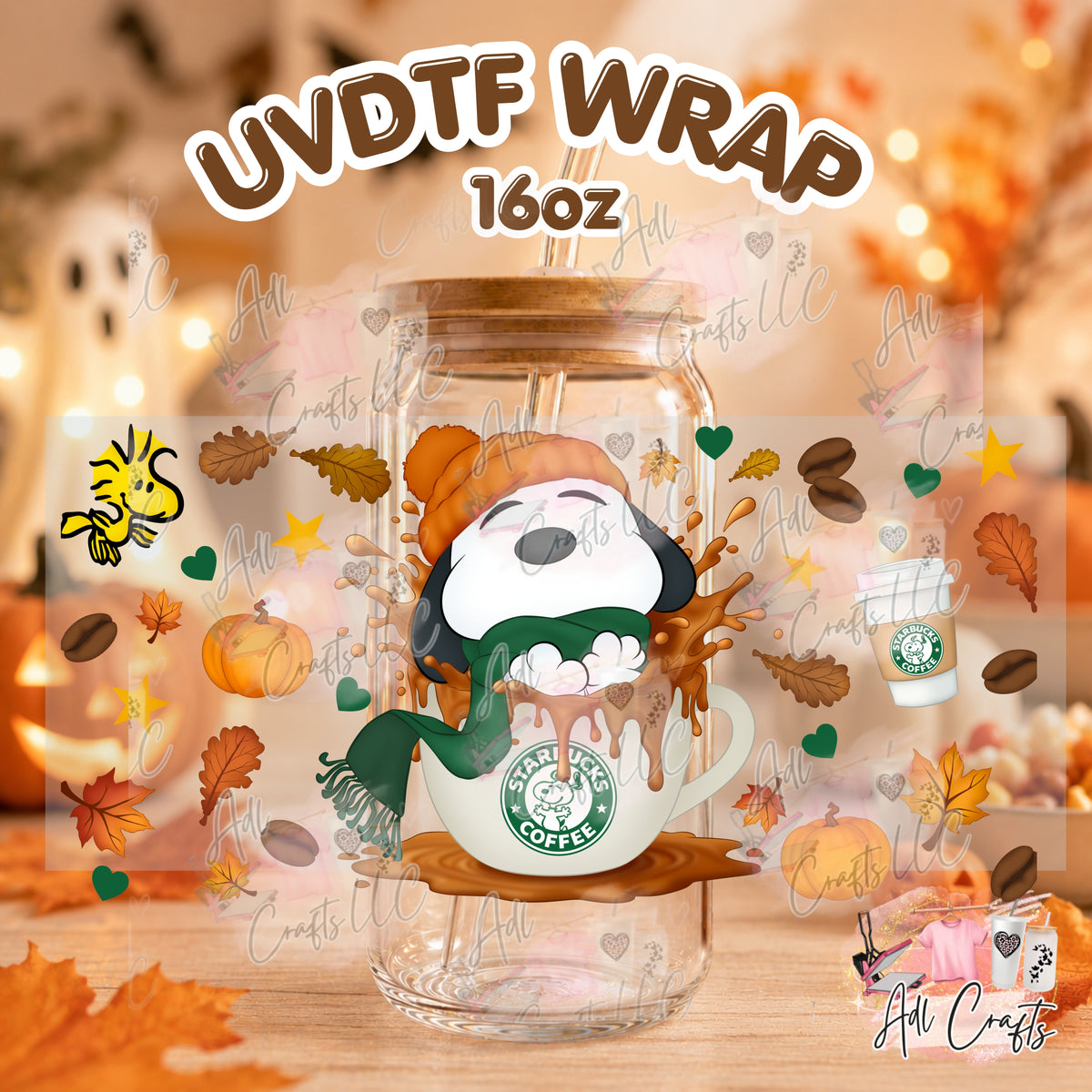 Coffee Exclusive doggy logo Uvdtf Fall/Thanksgiving cup wrap