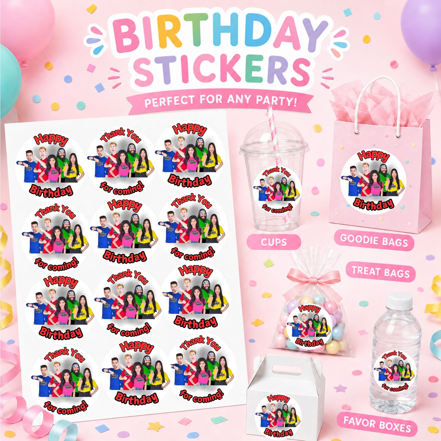 Spy Ninjas Birthday Stickers
