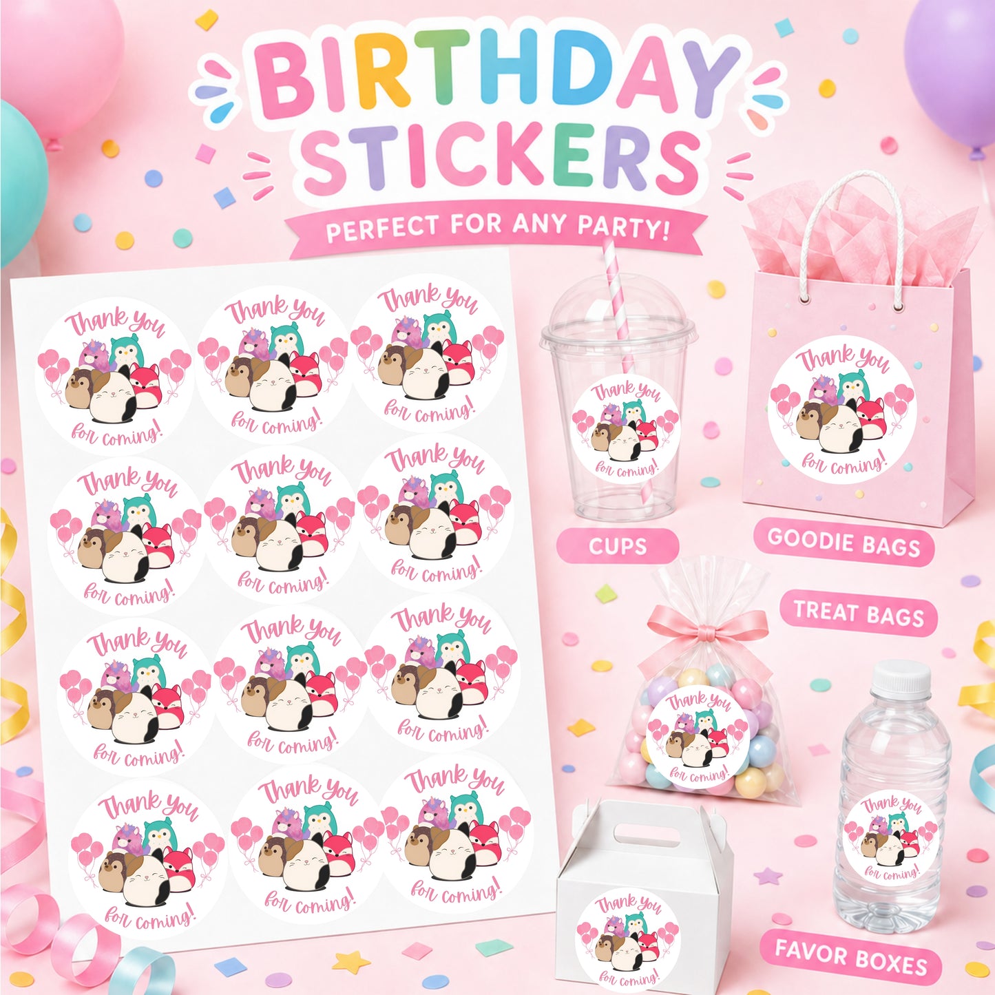 Squish mallow Pink Stickers