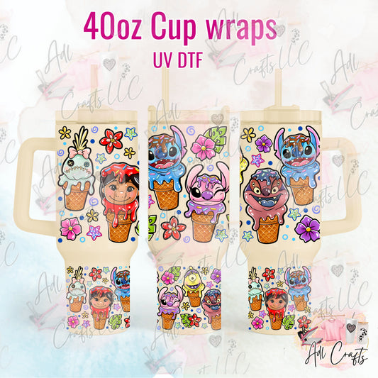 Stitch Ice cream UVDTF WRAPS 40 oz