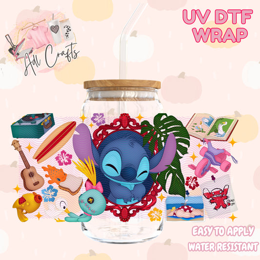 Cute Frame Blue Alien UvDtf Wraps