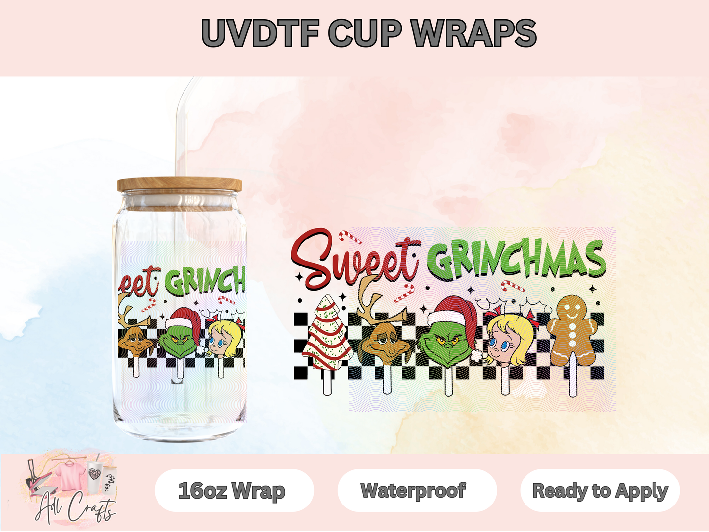 Uv Dtf Christmas Sweet Grinchmas cup wrap #52