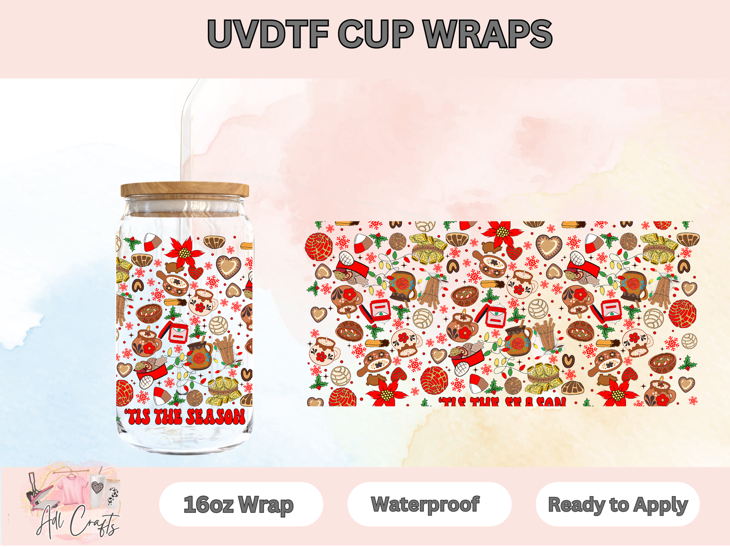 Uv Dtf Christmas Tis the season cup wrap #45