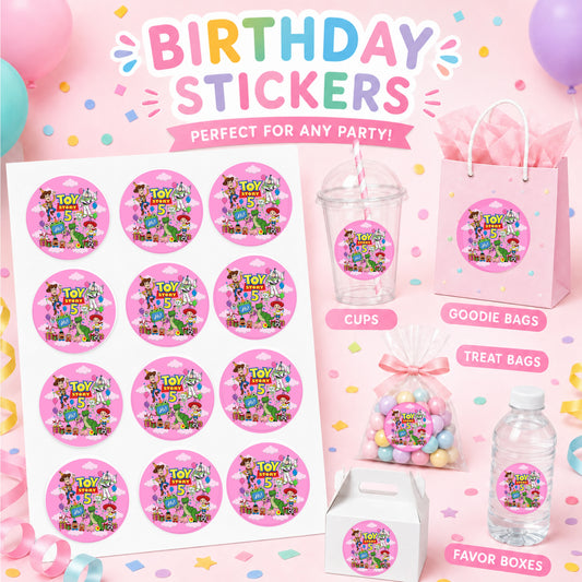 TS5 Pink Birthday Stickers