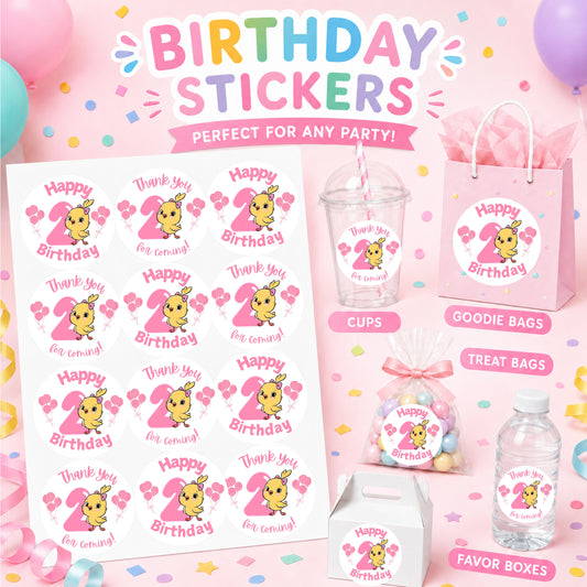 Second Birthday Cantico Pink Stickers