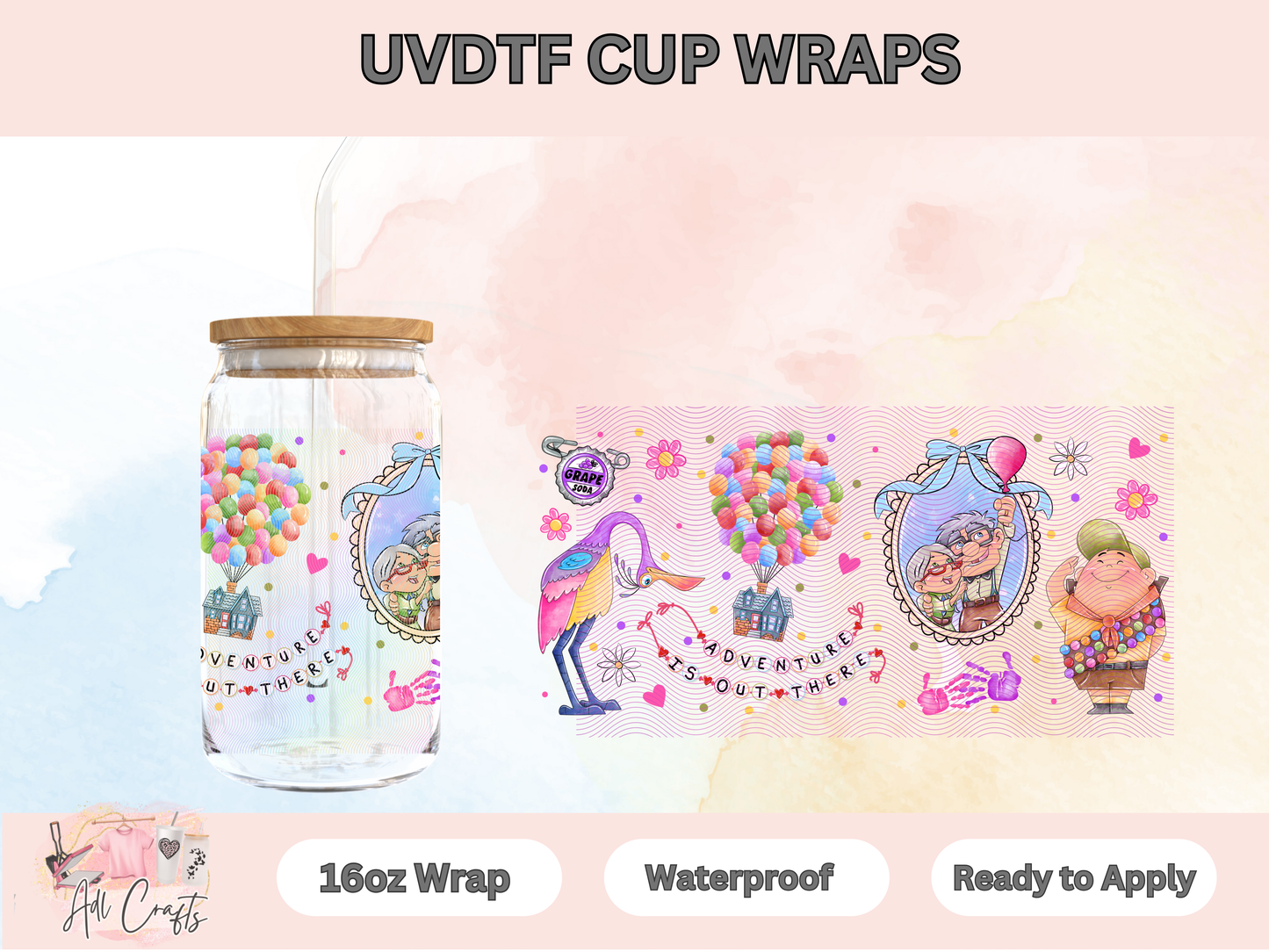 UP Watercolor Character Uv Dtf Wraps