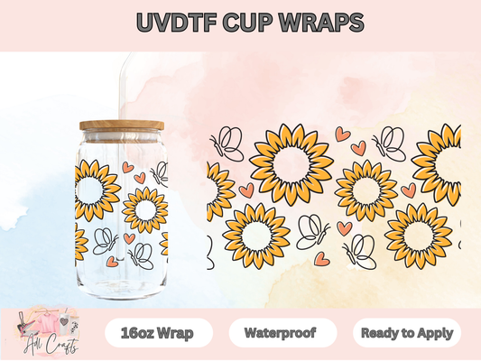 UVDTF WRAPS Valentines Sunflower hearts